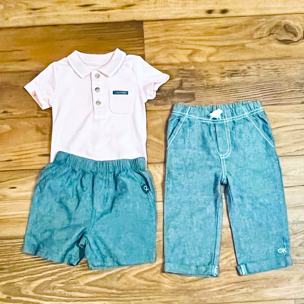 Calvin Klein Soft rose outfit for baby boy size 6-9M